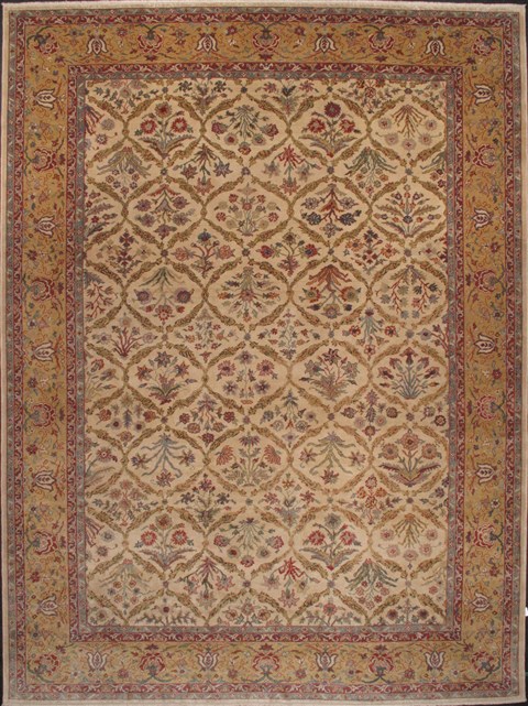 Oushak Beige Hand Knotted 103 X 138  Area Rug 300-26008 Image 0