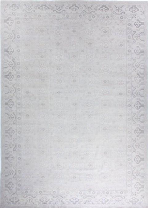 Oushak Beige Hand Knotted 100 X 140  Area Rug 300-26011 Image 0