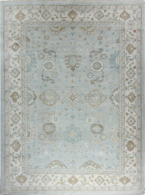 Oushak Blue Hand Knotted 103 X 139  Area Rug 300-26012 Image 0