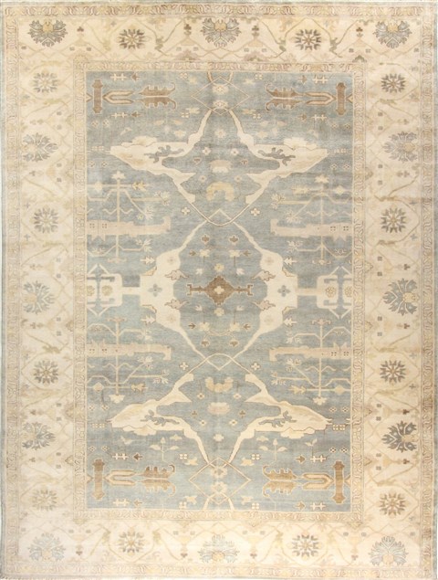 Oushak Blue Hand Knotted 103 X 137  Area Rug 300-26013 Image 0
