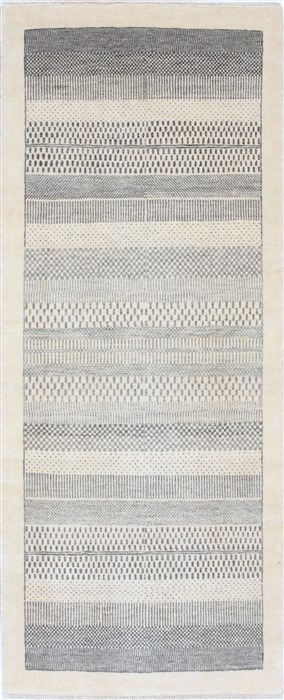 Modern Grey Runner Hand Knotted 26 X 61  Area Rug 250-26017 Image 0