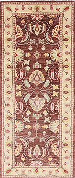 Pakistani Pishavar Beige Runner 6 ft and Smaller Wool Carpet 26018