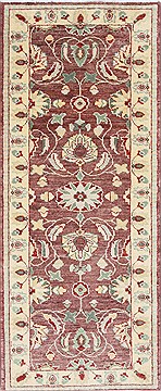 Pakistani Pishavar Beige Runner 6 ft and Smaller Wool Carpet 26023