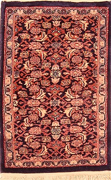 Egyptian Tabriz Brown Rectangle 1x2 ft Wool Carpet 26024