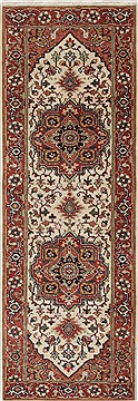 Indian Serapi White Runner 6 ft and Smaller Wool Carpet 26026