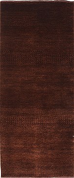 Nepali Gabbeh Brown Runner 6 ft and Smaller Wool Carpet 26029