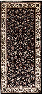 Indian Kashmar Beige Runner 6 ft and Smaller Wool Carpet 26043