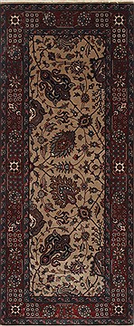 Indian Tabriz Beige Runner 6 ft and Smaller Wool Carpet 26054