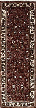 Indian Semnan Beige Runner 6 ft and Smaller Wool Carpet 26063