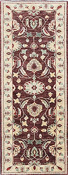 Pakistani Pishavar Beige Runner 6 ft and Smaller Wool Carpet 26065