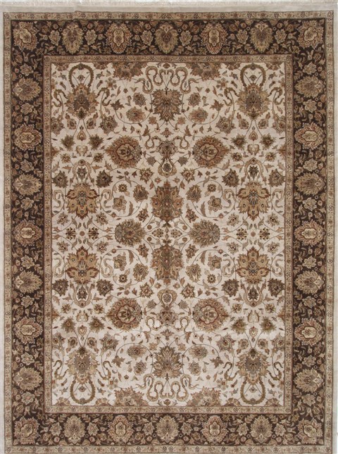 Kashan Beige Hand Knotted 90 X 120 Area Rug 250-26071 Image 0