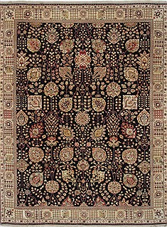 Pakistani Tabriz Beige Rectangle 9x12 ft Wool Carpet 26076