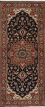 Indian Serapi Blue Runner 6 ft and Smaller Wool Carpet 26085