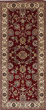 Indian Isfahan Red Runner 6 ft and Smaller Wool Carpet 26086