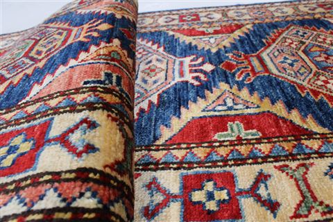 Kazak Beige Runner Hand Knotted 110 X 55 Area Rug 250-26089 Image 13