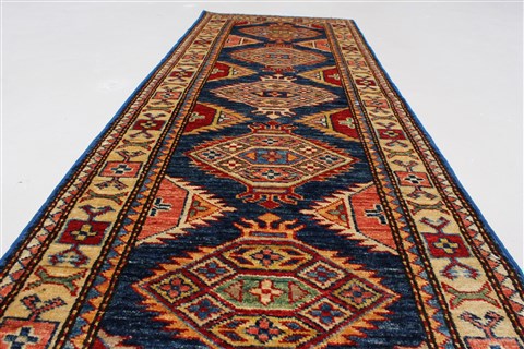 Kazak Beige Runner Hand Knotted 110 X 55 Area Rug 250-26089 Image 14