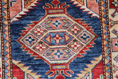 Kazak Beige Runner Hand Knotted 110 X 55 Area Rug 250-26089 Image 17