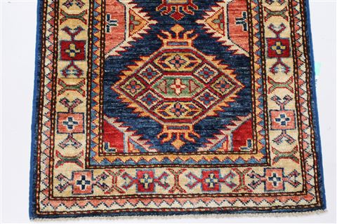 Kazak Beige Runner Hand Knotted 110 X 55 Area Rug 250-26089 Image 18
