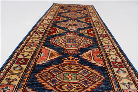 Kazak Beige Runner Hand Knotted 110 X 55 Area Rug 250-26089 Image 1