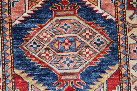Kazak Beige Runner Hand Knotted 110 X 55 Area Rug 250-26089 Image 24