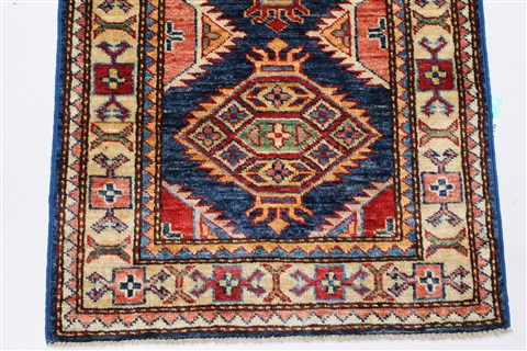 Kazak Beige Runner Hand Knotted 110 X 55 Area Rug 250-26089 Image 25