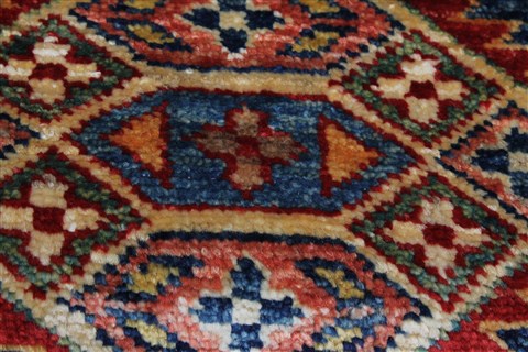 Kazak Beige Runner Hand Knotted 110 X 55 Area Rug 250-26089 Image 6