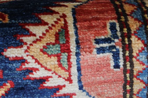 Kazak Beige Runner Hand Knotted 110 X 55 Area Rug 250-26089 Image 7