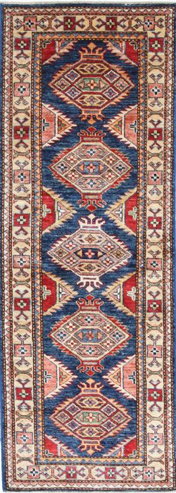 Kazak Beige Runner Hand Knotted 110 X 55 Area Rug 250-26089 Image 0