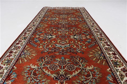 Sarouk Beige Runner Hand Knotted 26 X 62  Area Rug 250-26092 Image 1