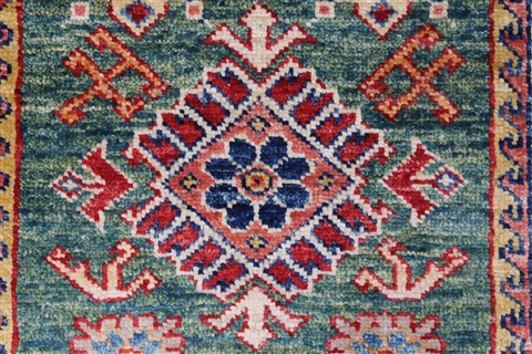 Kazak Beige Runner Hand Knotted 111 X 59 Area Rug 250-26098 Image 2