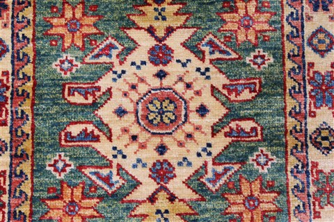 Kazak Beige Runner Hand Knotted 111 X 59 Area Rug 250-26098 Image 3