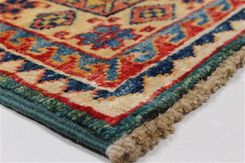 Kazak Beige Runner Hand Knotted 111 X 59 Area Rug 250-26098 Image 5