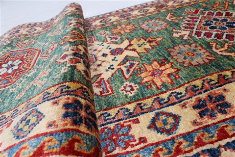 Kazak Beige Runner Hand Knotted 111 X 59 Area Rug 250-26098 Image 9