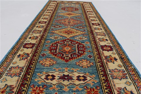 Kazak Beige Runner Hand Knotted 20 X 59 Area Rug 250-26100 Image 1