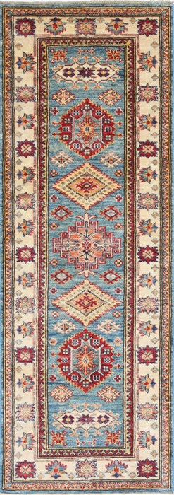 Kazak Beige Runner Hand Knotted 20 X 59 Area Rug 250-26100 Image 0