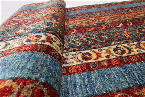 Pishavar Multicolor Hand Knotted 27 X 66 Area Rug 250-26103 Image 7