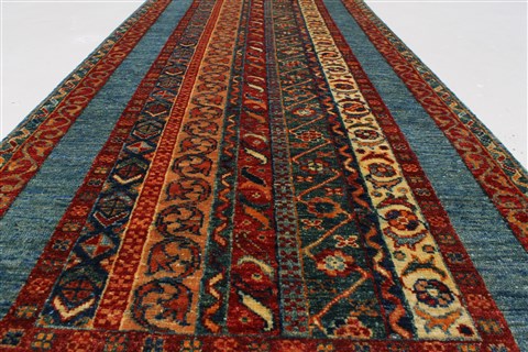 Pishavar Multicolor Hand Knotted 27 X 66 Area Rug 250-26103 Image 9