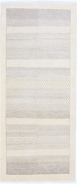 Gabbeh Grey Runner Hand Knotted 27 X 60  Area Rug 250-26127 Image 0