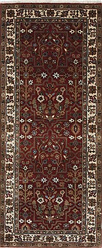 Indian Semnan Beige Runner 6 ft and Smaller Wool Carpet 26132