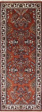 Indian sarouk Beige Runner 6 ft and Smaller Wool Carpet 26166
