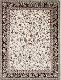 Pakistani Jaipur White Rectangle 9x12 ft Wool Carpet 26176