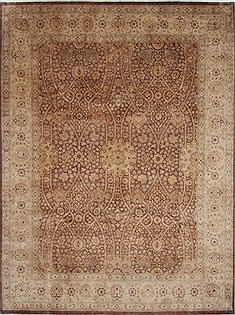 Indian Tabriz Beige Rectangle 9x12 ft Wool Carpet 26188