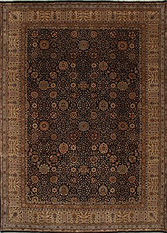Indian Kashan Beige Rectangle 9x12 ft Wool Carpet 26189