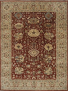 Indian Kashmar Beige Rectangle 9x12 ft Wool Carpet 26190