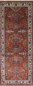 Indian sarouk Beige Runner 6 ft and Smaller Wool Carpet 26202