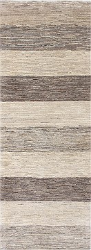 Indian Gabbeh Grey Runner 6 ft and Smaller Wool Carpet 26208