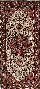 Indian Serapi White Runner 6 ft and Smaller Wool Carpet 26210