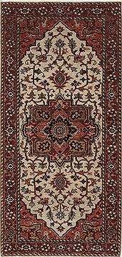 Indian Serapi White Runner 6 ft and Smaller Wool Carpet 26212