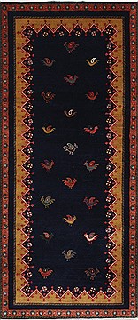 Indian Gabbeh Multicolor Runner 6 ft and Smaller Wool Carpet 26213
