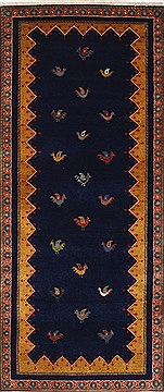 Indian Gabbeh Multicolor Runner 6 ft and Smaller Wool Carpet 26215